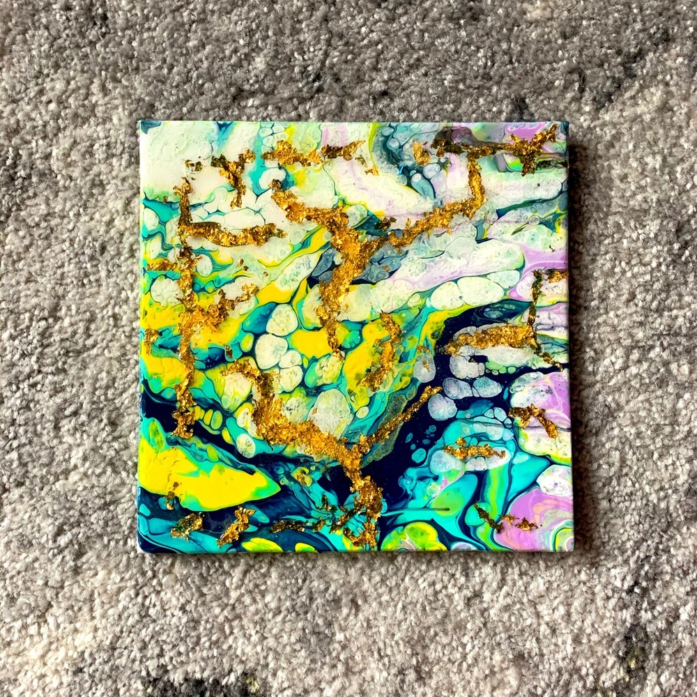 Abstract acrylic pour painting